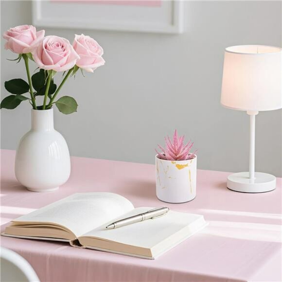 Set of 2 Mini Fake Succulent Plants Pink Desk Decor Small Artificial Potted Plan - Picture 4 of 7